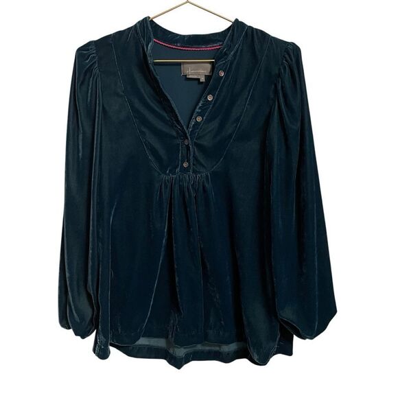 Anthropologie Hillary Velvet Top Teal Size XS - Picture 2 of 8